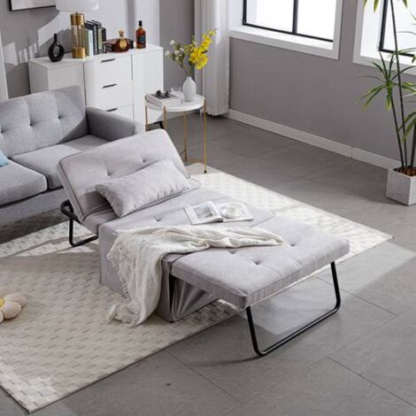 WestWood Multi-Functional Convertible Sofa Bed 4-in-1 Recliner Footstool Guest FSB15 Light Grey