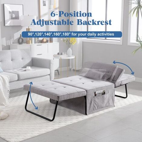 WestWood Multi-Functional Convertible Sofa Bed 4-in-1 Recliner Footstool Guest FSB15 Light Grey