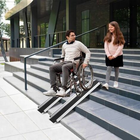 Telescopic Wheelchair Ramps 4FT Heavy-Duty 600LBS Capacity Aluminum Mobility Scooter Ramp With Carrying Bag, Portable Foldable Design For Home Steps/Wheelchairs/Motorcycles, 2 Pack