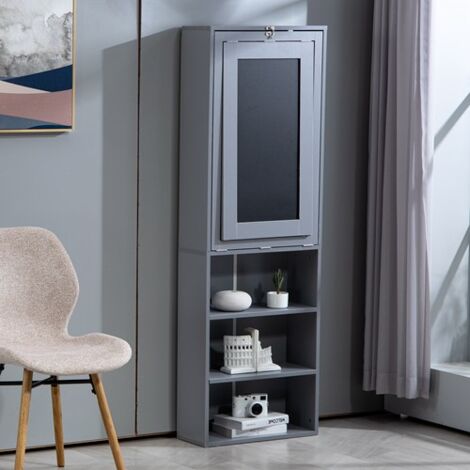 WestWood Grey Pull-Down Space Saving Desk Storage Shelf Convertible Computer Work Table Office Study
