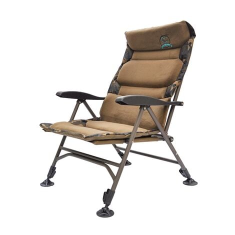 CARPZILLA Recliner Folding Camping Fishing Chair 5CM Cushion 150KG Capacity Camo