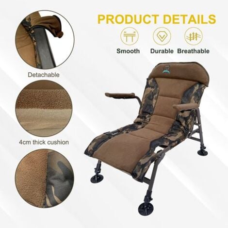 CARPZILLA Portable Folding Camping Fishing Chair 4CM Cushion 150KG Capacity Camo