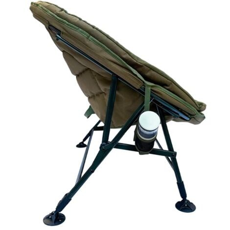 CARPZILLA Foldable Wide Round Fishing Chair Sunchair Adjustable Legs Green