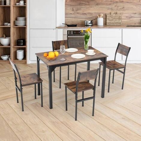 WestWood 5-Piece Dining Set Rectangular Table & 4 Chairs for Home Bistro Cafe Brown DS20