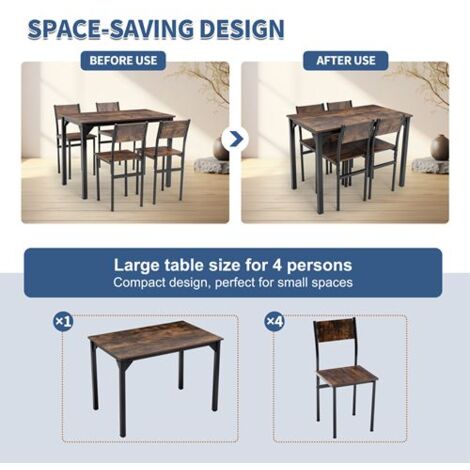 WestWood 5-Piece Dining Set Rectangular Table & 4 Chairs for Home Bistro Cafe Brown DS20