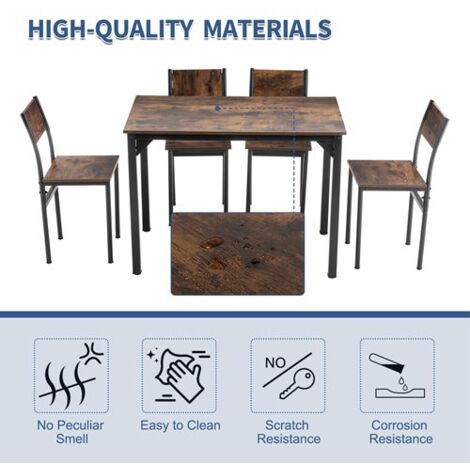 WestWood 5-Piece Dining Set Rectangular Table & 4 Chairs for Home Bistro Cafe Brown DS20