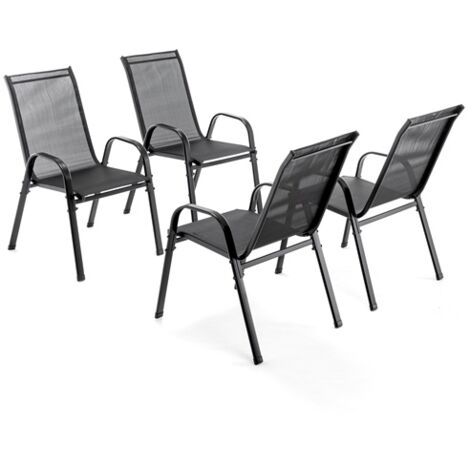 BIRCHTREE Garden Chairs Set of 4 Stackable Garden Furniture Deck Dining Chair