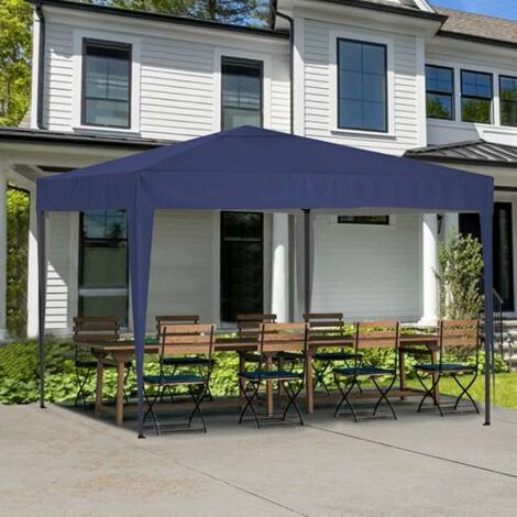 BIRCHTREE Pop Up Gazebo 3X3M with 4 Sides Garden Awning Canopy Party Tent Marquee Outdoor Blue