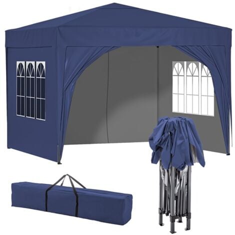 BIRCHTREE Pop Up Gazebo 3X3M with 4 Sides Garden Awning Canopy Party Tent Marquee Outdoor Blue