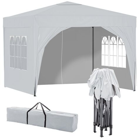 BIRCHTREE Pop Up Gazebo 3X3M with 4 Sides Garden Awning Canopy Party Tent Marquee Outdoor White