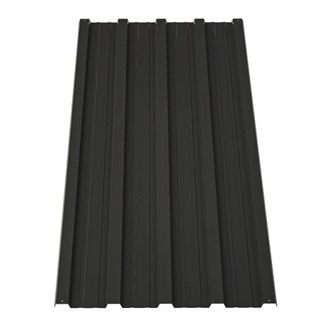 BIRCHTREE 16PCS Galvanized Metal Roof Sheets Panels Corrugated Roofing Garage Shed RSS01 Black