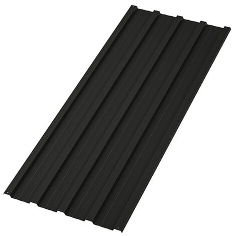 BIRCHTREE 16PCS Galvanized Metal Roof Sheets Panels Corrugated Roofing Garage Shed RSS01 Black