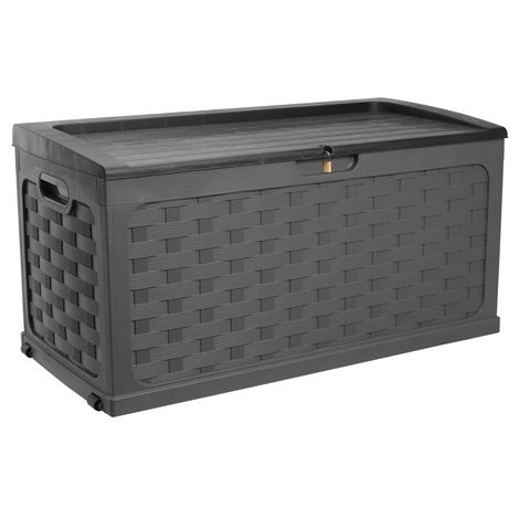 Starplast Rattan Style Chest Box With Sit-On Lid 56-811 Black