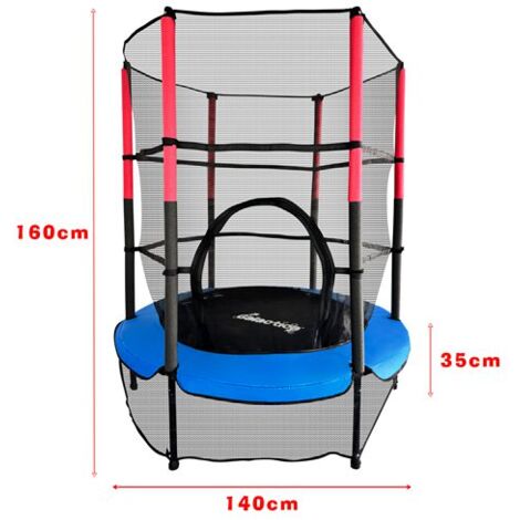 GALACTICA Children’s Mini Trampoline With Safety Net – 4.5FT Kids Rebounder Blue