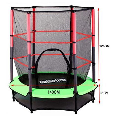 GALACTICA Children’s Mini Trampoline With Safety Net – 4.5FT Kids Rebounder Green