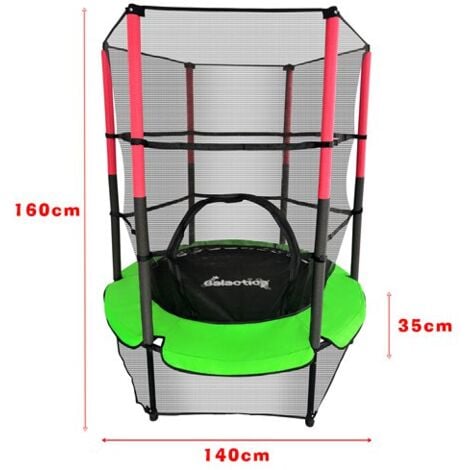 GALACTICA Children’s Mini Trampoline With Safety Net – 4.5FT Kids Rebounder Green