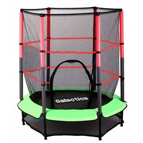 GALACTICA Children’s Mini Trampoline With Safety Net – 4.5FT Kids Rebounder Green