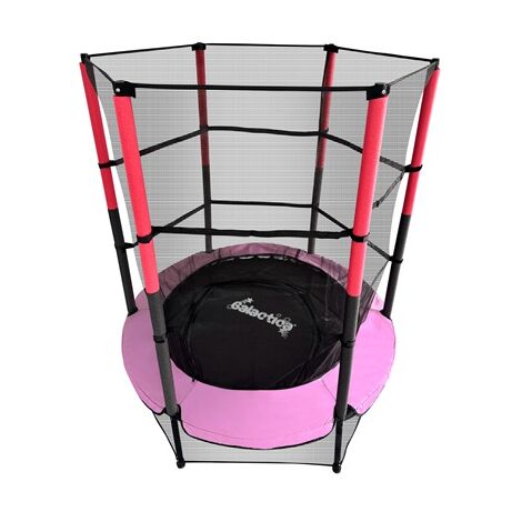 GALACTICA Children’s Mini Trampoline With Safety Net – 4.5FT Kids Rebounder Pink