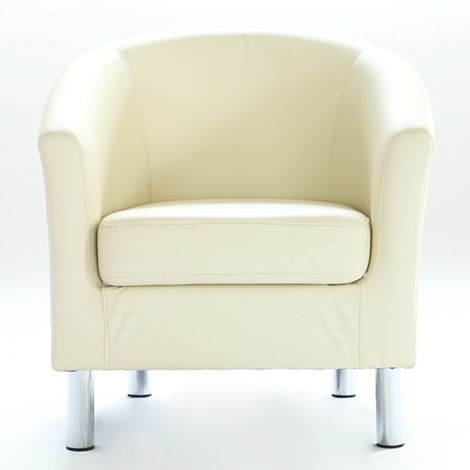 WestWood PU Tub Chair With Chrome Leg Cream