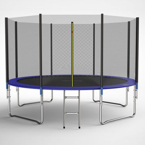 GALACTICA Trampoline Set 12FT Round Outdoor With Safety Net Enclosure Ladder Blue