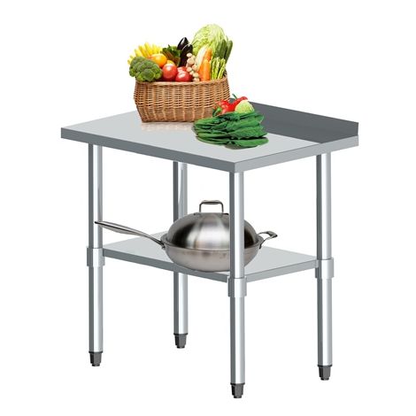 WestWood Stainless Steel Catering Table With Backsplash 2FT X 3FT