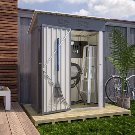 BIRCHTREE Metal Garden Shed Pent Roof 3X5FT Grey (1/5)