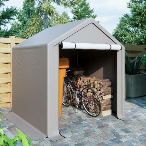BIRCHTREE Outdoor Garden Storage Tent Bike Motorcycle Carport Shed Shelter Steel Frame 6.2X5.6FT Dark Grey