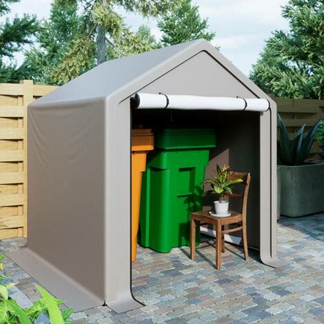 BIRCHTREE Outdoor Garden Storage Tent Bike Motorcycle Carport Shed Shelter Steel Frame 6.2X5.6FT Dark Grey