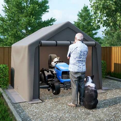 BIRCHTREE Outdoor Garden Storage Tent Bike Motorcycle Carport Shed Shelter Steel Frame 8X8FT Dark Grey