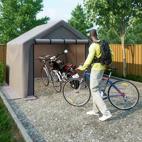 BIRCHTREE Outdoor Garden Storage Tent Bike Motorcycle Carport Shed Shelter Steel Frame 8X8FT Dark Grey