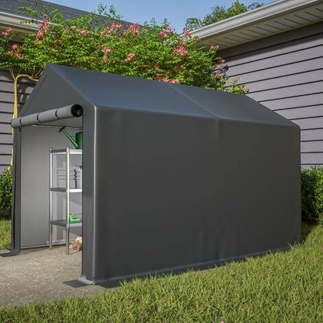 BIRCHTREE Outdoor Garden Storage Tent Bike Motorcycle Carport Shed Shelter Steel Frame 6X10FT Dark Grey