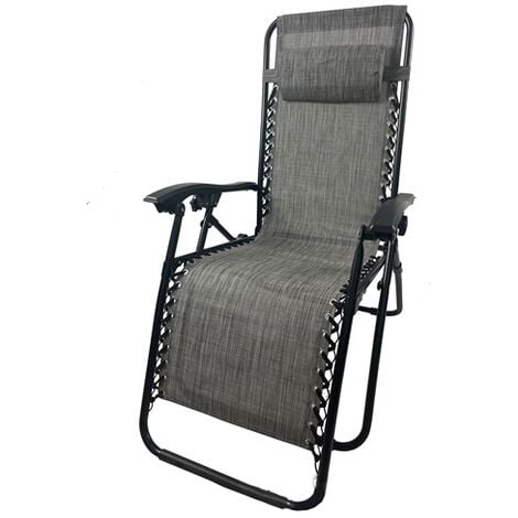 BIRCHTREE Sun Recliner Chairs and Table Set of 3 ZERO GRAVITY Cup Drink Holder Foldable Grey