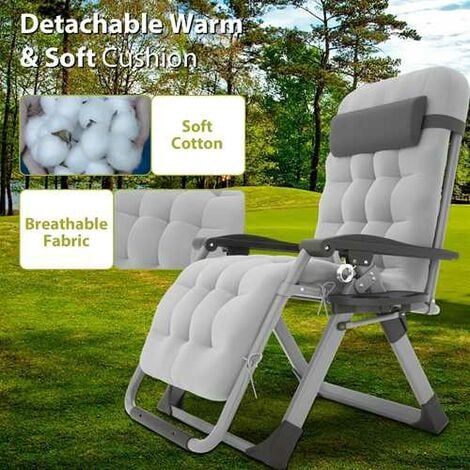 BIRCHTREE Sun Recliner Adjustable Folding Lounge With Thick