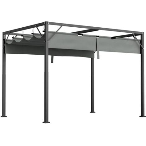 BIRCHTREE Steel Frame Pergola 3x2M PE Canopy Adjust Shade Shelter Backyard Grey