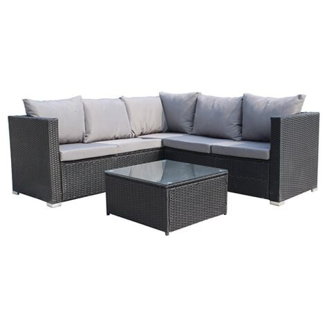 BIRCHTREE Rattan Furniture Set RFS08 Black