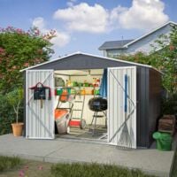 BIRCHTREE Garden Shed Metal Apex Roof 10FT X 8FT Anthracite and White