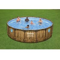 BestWay Power Steel Frame Swimming Pool Set Round Rattan Vista 16' x 48" 56725
