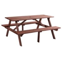 BIRCHTREE Garden Patio Pub Picnic Bench Wooden Table Set 4 Seats Outdoor Brown
