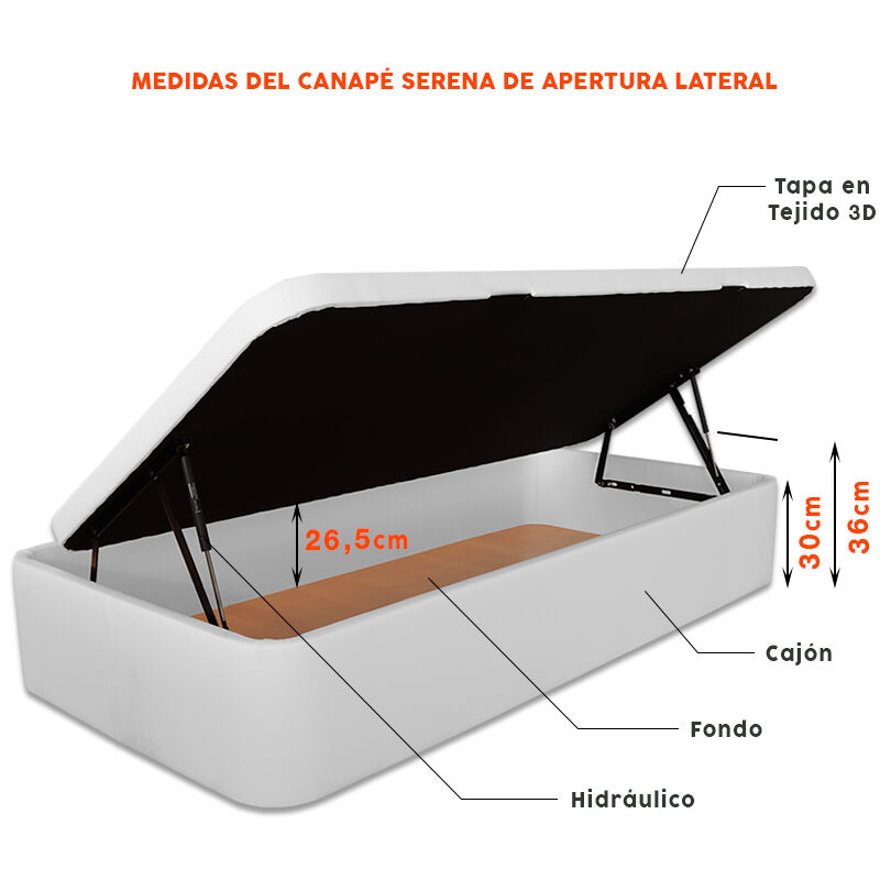 Canapé SERENA - Ap. Lateral 135 x 200 cm - Antimanchas Gris Claro - Tapa 3D  OFERTON