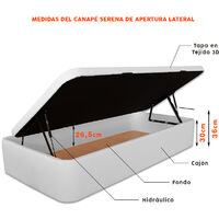 Canapé SERENA - Gran Capacidad 105 x 200 cm - Polipiel Blanco - Tapa 3D  OFERTON