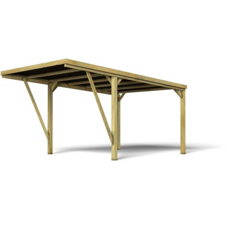 Carport en bois 16,5 m² Victor modern - simple sans poteau central