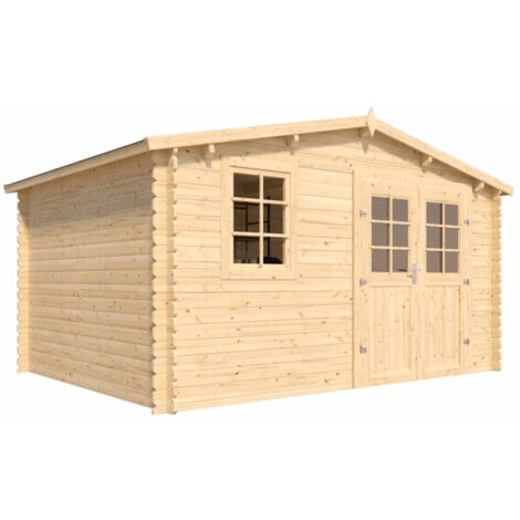 Abri de jardin en bois avec toiture en feutre bitumé et serrure inox VALLO  14m² (1/5)
