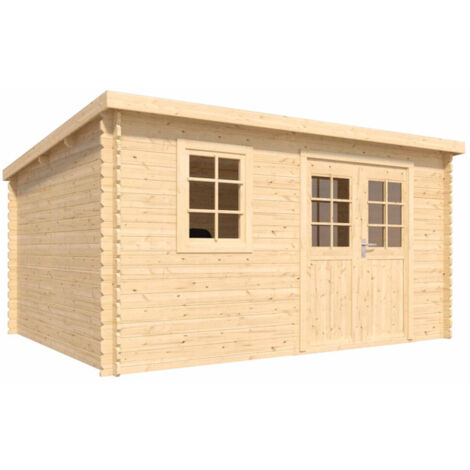 Abri de jardin en bois avec toiture mono-pente en feutre bitumé et serrure inox  VALLO MODERN  8,4m²
