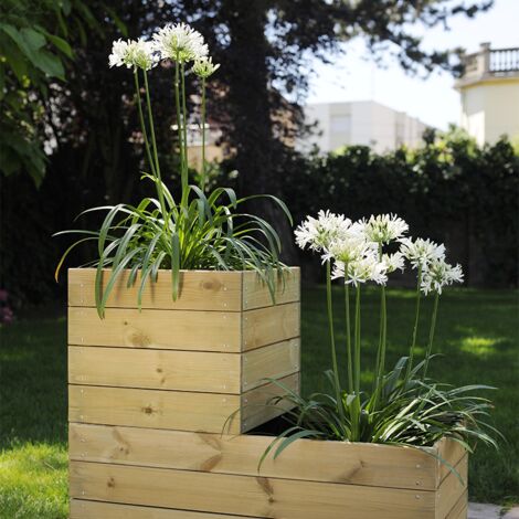 Bac à fleurs carré en bois ESSENCIA