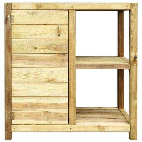 Cerland – Table de rempotage en bois 84x45x86cm – Avec étagères et armoire – Pour jardinage en extérieur – Design compact et naturel (1/7)