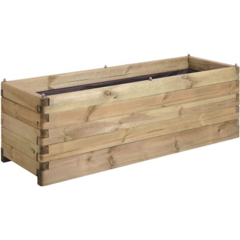 Bac à fleurs rectangulaire en bois Oléa - 150 x 50 x 50 cm