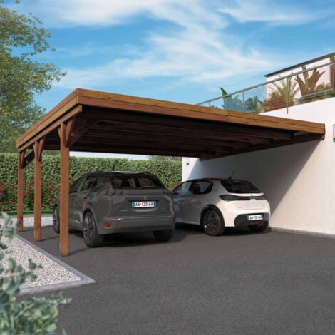 Carport en bois traité 2 voitures 29,9 m² - Victor