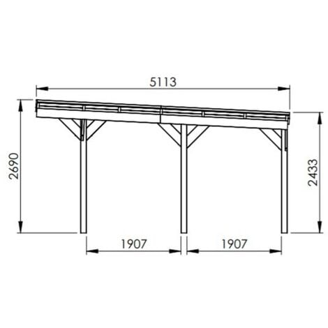 Carport en bois traité 2 voitures 29,9 m² - Victor