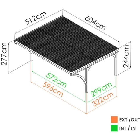 Carport en bois traité 2 voitures 29,2 m² - Victor Modern