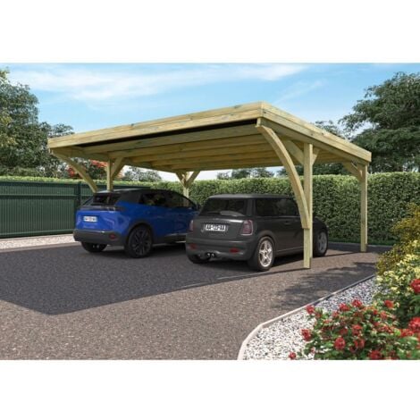 Carport en bois traité 2 voitures 29,2 m² - Victor Modern